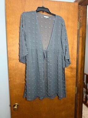Maurices Gray Swiss Dot Sheer Kimono